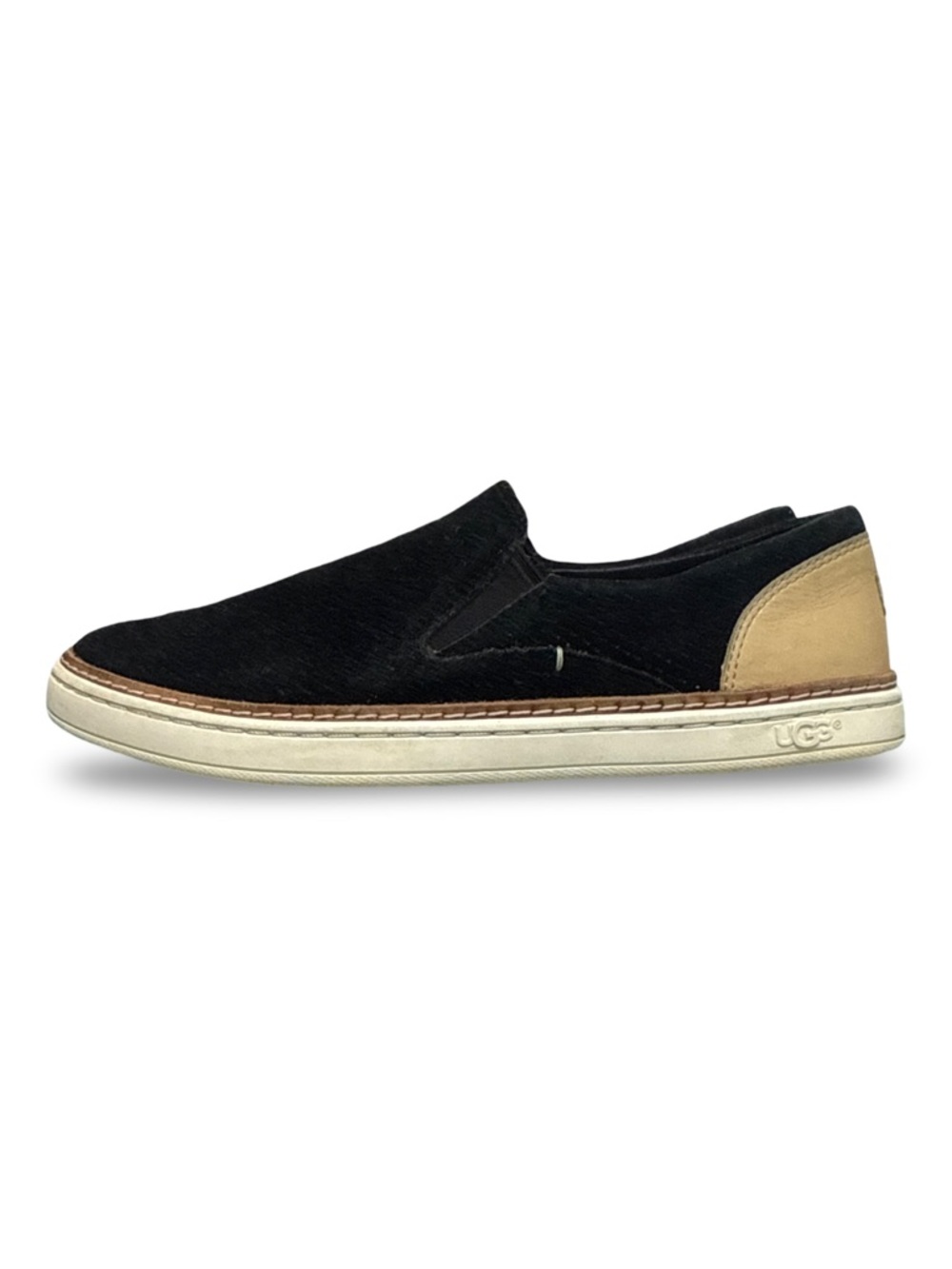 UGG Black Slip-On Sneakers with Tan Heel Accent